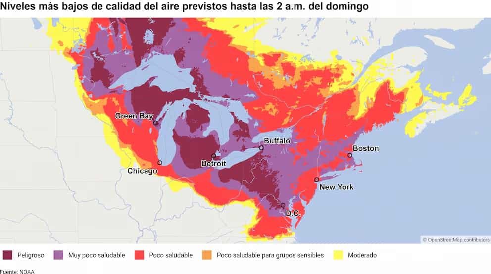 Humo de incendios cubre ciudades de Estados Unidos y activa alertas sanitarias