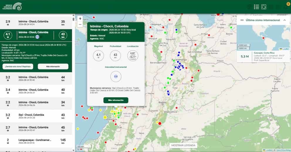 Colombia registra un sismo de magnitud 5,1 en Santander
