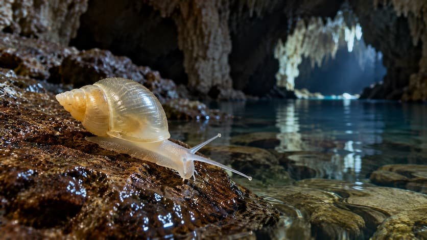 Descubren en China un caracol ciego que vive oculto en una cueva