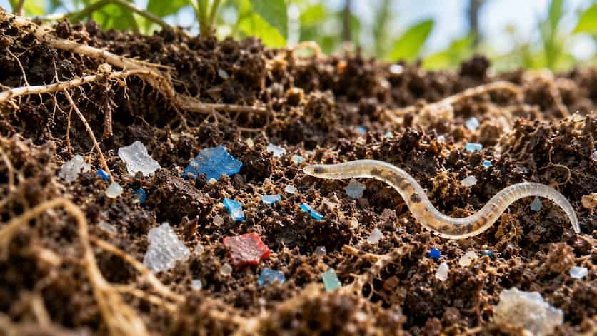 Los nematodos amplifican el efecto de microplásticos en el suelo