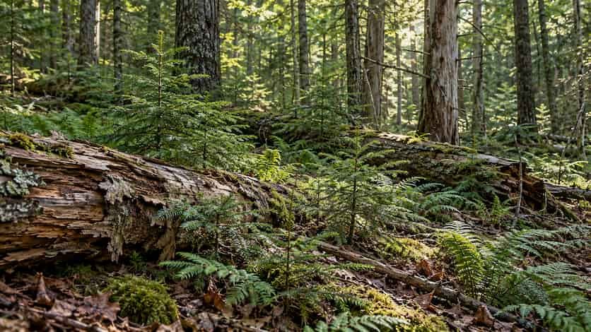 Árboles muertos ayudan a regenerar un bosque de Estados Unidos