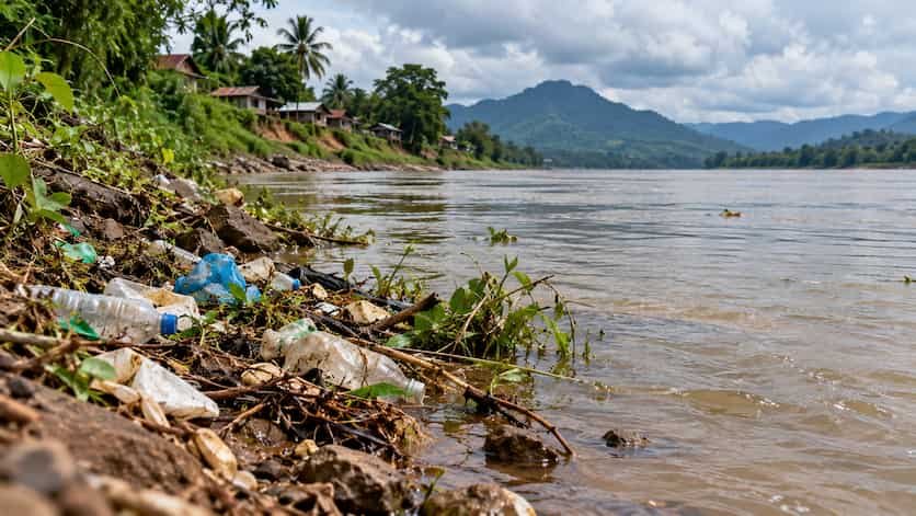 La falta de recolección de basura agrava la contaminación del Mekong
