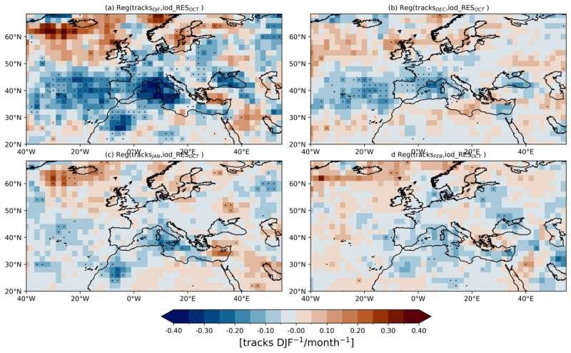 El océano Índico influye en las lluvias y tormentas de Europa
